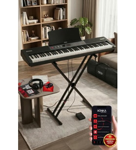 Midex PS4000BK-SET Tuş Hassasiyetli 61 Tuşlu Org Bluetooth USB Midi (Sustain Pedalı Çanta Kulaklık Stand METOD)