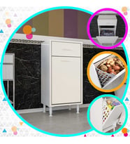 Modilayn ÇAKIR 45x86 cm Çekmeceli Kirli Çamaşır Sepetli Banyo Dolabı