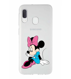 Samsung Galaxy A20e   Kapak Minnie Mouse Tasarımlı Şeffaf Silikon Kılıf