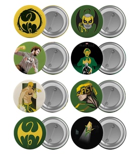 Iron Fist Çanta Rozeti Seti 8 Adet En Büyük Boy 5.8cm İğneli Broş