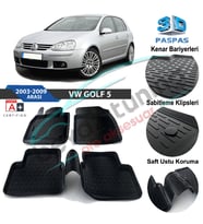Volkswagen Golf 5 Havuzlu 3D Paspas Niken Siyah