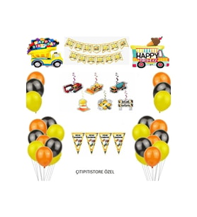 Çıtıpıtıstore Inşaat Temalı Hazır Doğum Günü Balon Set