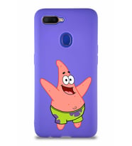 Oppo A12 Soft Premier Kapak Patrick Yıldız Tasarımlı Silikon Kılıf - Mor (Şeffaf)