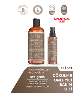 PXEL Dökülme Önleyici Şampuan – Biberiye Suyu Saç Bakım Toniği 2’li Set Zayıflayan İncelen ve Dökülen Saçlar 400 ML, 150 ML