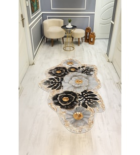 Modern Desenli Lazer Kesim Dijital Baskı Kaymaz Taban Halı H0434