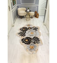 Modern Desenli Lazer Kesim Dijital Baskı Kaymaz Taban Halı H0434