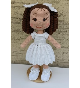 İnci Tanesi Kıvırcık Saçlı Karnaval Bebek Amigurumi Organik Oyuncak