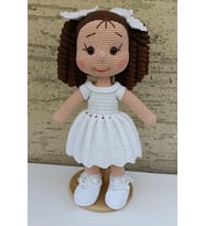 İnci Tanesi Kıvırcık Saçlı Karnaval Bebek Amigurumi Organik Oyuncak