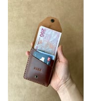 İsme Özel Modern Cüzdan Kartlık - Hakiki Deri El Yapımı (Taba)