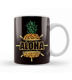 Aloha Beach Pineapple Hawaii Tropical Summer Ocean Island Kupa Bardak Porselen