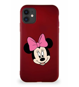 Apple iPhone 11 Soft Premier Kapak Minnie Mouse-C Tasarımlı Silikon Kılıf - Mürdüm (Şeffaf)
