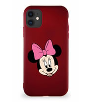 Apple iPhone 11 Soft Premier Kapak Minnie Mouse-C Tasarımlı Silikon Kılıf - Mürdüm (Şeffaf)