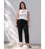 LCW Petite Siyah Beli Lastikli Kadın Pantolon