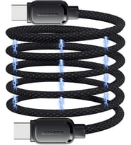 USB C'den USB C'ye şarj Kablosu 100W, Manyetik Spiral Kablo, PD Hızlı şarj Protokolleriyle Uyumlu, USB2.0 480Mb/s'de veri Aktarımını Destekler, Siyah 1M, i-Phone 15 ile Uyumlu vb.