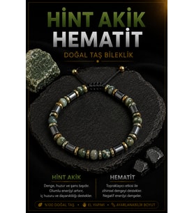 Hint Akik ve Hematit Doğal Taş Bileklik