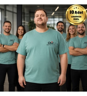 Logonuza Özel 10 Adet Mint Yeşil Büyük Beden Tişört - Pamuk Unisex Kurumsal Büyük Beden Tişört