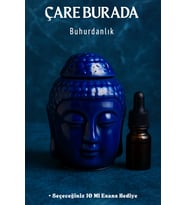 Parlak Lacivert Buda Buhurdanlık (Seçeneğiniz 10 Ml Esans Hediye)