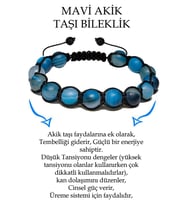 Sertifikalı Ham Işlenmemiş Mavi Akik Taşı Bileklik (Çok Renkli)