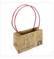 Vintage Gazete Baskılı Karton Hediye Çantası  22×14×11 cm – Kraft