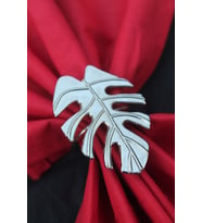 6 Adet Gümüş Tropical Leaf Metal Peçete Halkası - Napkin Ring