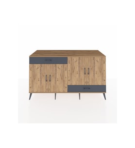 Kronos Konsol 5 Raflı 2 Çekmeceli 4 Kapaklı 176x59x99 Çam-Çam/Antrasit