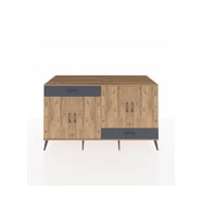 Kronos Konsol 5 Raflı 2 Çekmeceli 4 Kapaklı 176x59x99 Çam-Çam/Antrasit