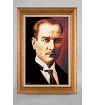 Altın Varaklı Paspartulu Çerçeveli Atatürk Tablo sd258