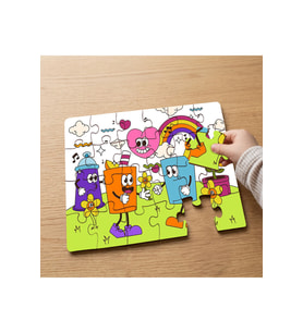 Renkli Çizimler Tasarımlı 24 Parça Ahşap Çocuk Puzzle MPK0721