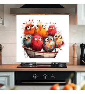 Sevimli & Komik Kuşlar Mutfak Tezgah Ve Ocak Arkası Yapışkanlı Folyo Sticker (60 x 54 cm) - Model 16