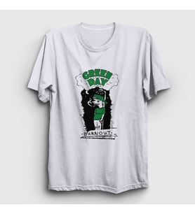 Presmono Unisex Beyaz Burnout Green Day T-Shirt 395771tt