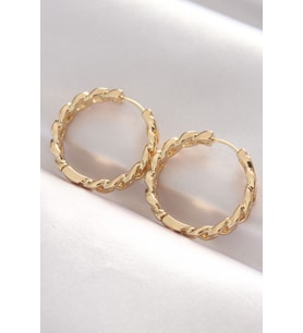 Pirinç Gold Renk Zincir Model Halka Küpe - TJ-BKP8970