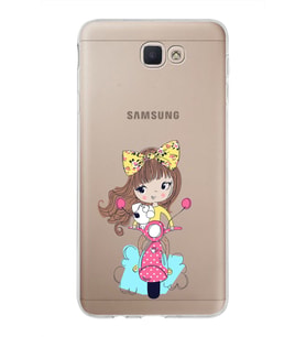 Samsung Galaxy J7 Prime Kapak Vespagirl Tasarımlı Şeffaf Silikon Kılıf