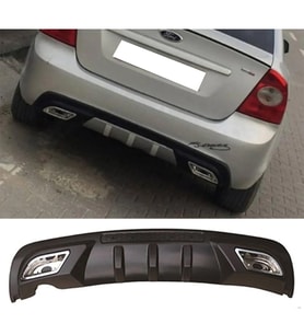 Ford Focus 2 Difüzör Difizör Siyah + Kare Egzoz Görünüm C Tip 2004 - 2010