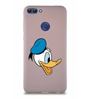 Huawei P Smart Soft Premier Kapak Donald Duck-F Tasarımlı Silikon Kılıf - Pudra (Şeffaf)