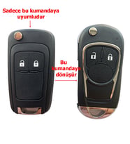 Opel Astra J Insignia Uyumlu Çevirici Modifiye Dönüşüm Kumanda Anahtar Kabı Oto Anahtarlık Logolu 2 Tuş