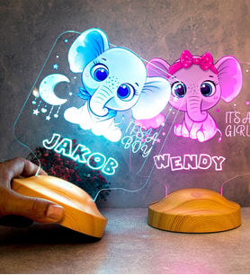 Çocuğa Hediye Fil Figürlü Hediyelik Kişiye Özel Tatlı Fil 3D Led Lamba