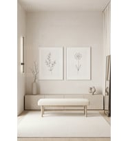 Minimalist Doğal Bitki Çizimleri 2’li Ahşap Çerçeveli Tablo Seti