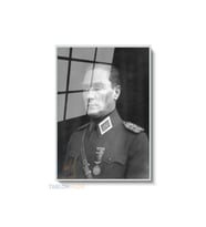 Dikey Çerçeveli Cam Ataturk Uniformali Modern Ev Dekoru Duvar Sanatı Ev Ofis Tablosu (Gümüş)