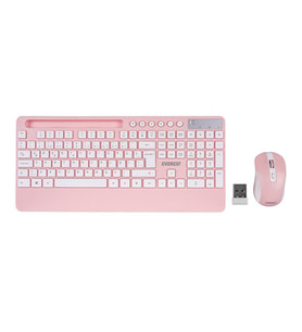 BEYAZ - PEMBE KABLOSUZ KLAVYE - MOUSE SETİ TABLET - TELEFON STANDLI Q KALVYE (5343)