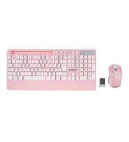 BEYAZ - PEMBE KABLOSUZ KLAVYE - MOUSE SETİ TABLET - TELEFON STANDLI Q KALVYE (5343)