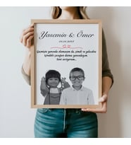 Çocuk Kalbi Atölyesi - Siyah Beyaz Kolaj Aşk Tablosu, Sevgiliye Hediye, Sevgililer Günü Hediyesi (Ahşap)