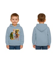 Unisex Brainrot Baskılı Çocuk Swaetshirt Kapüşonlu 3 İplik Şardonlu (Mavi)