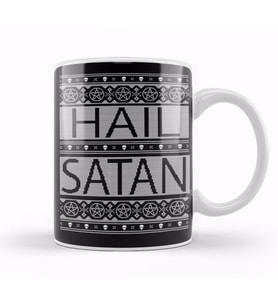 Hail Satan Christmas Knit Kupa Bardak Porselen