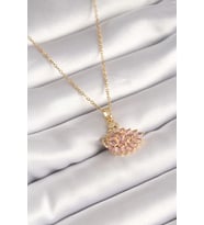 316L Çelik Gold Renk Zincir Pembe Zirkon Taşlı Kuğu Model Kadın Kolye