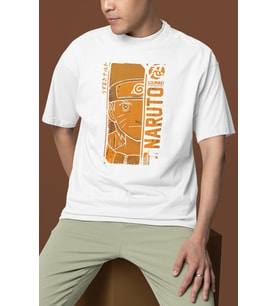 Tasarım Naruto Uzumaki Baskılı Unisex Oversize Naruto Anime Dizi Karakter Tişört