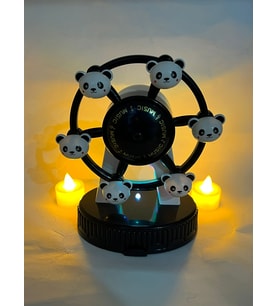 Işıklı Müzik Kutusu ve Takı Kutusu Dönme Dolap Panda tasarımlı Müzik Kutusu