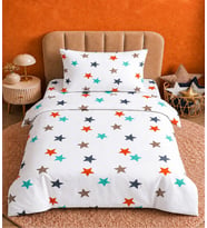 MORE HOME Müslin Bebek Nevresim Takımı %100 Pamuk Yıldız Desenli Mavi Gri Kırmızı