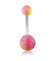 PEMBE SARI RENKLİ MUZ GÖBEK 8mm TOP UÇLU ÇELİK PİERCİNG P455G