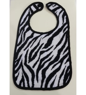 Baskılı Havlu 2'Li Su Geçirmez Bebek Mama Önlüğü Cırt Bant Önlük Zebra Desen-Siyah Biyeli