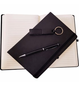 Kişiye Özel Promosyon Kalem Anahtarlık Defter Seti (Siyah)